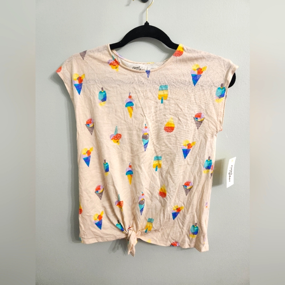 Rumi & Ryder Girls T-shirt with tie front Size Med